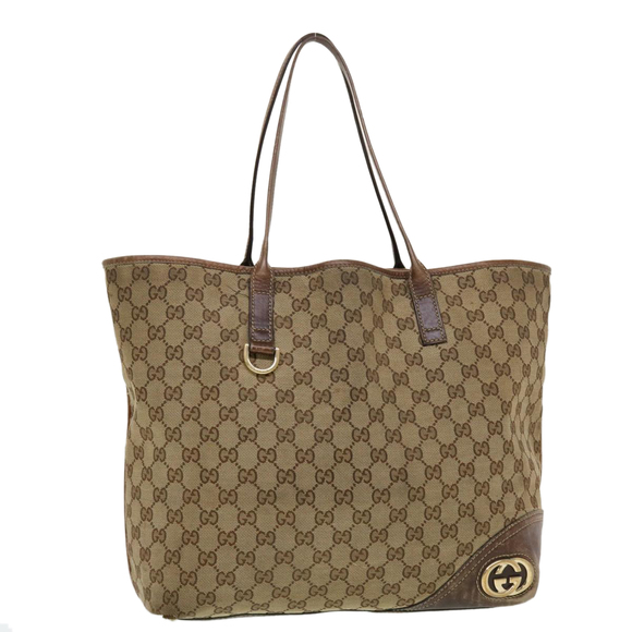 Gucci Handbags - GUCCI GG Canvas Tote Bag Beige 169945 Auth th3742